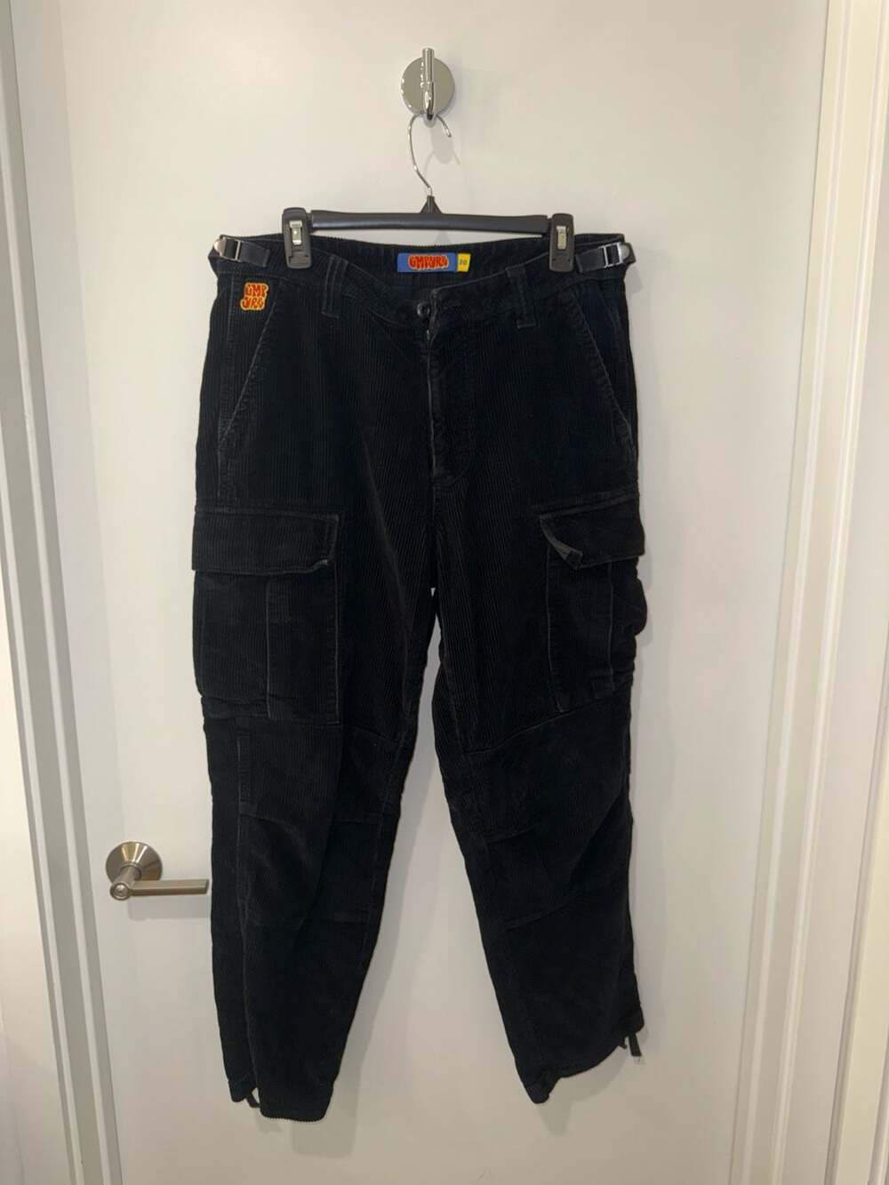 Empyre Relaxed Fit Black Corduroy Cargo Pants Size 30